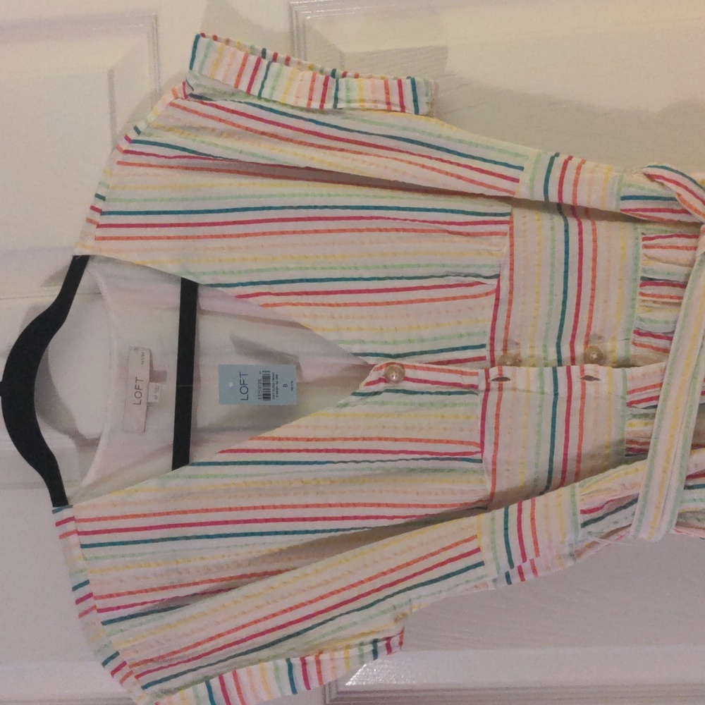 Loft rainbow striped midi dress